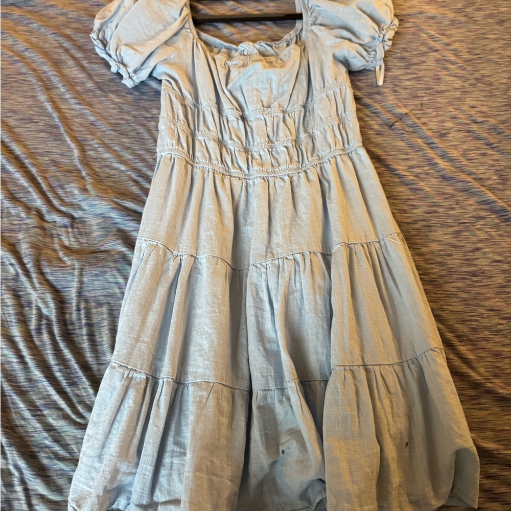 SHEIN Sky Blue Tiered Midi Dress